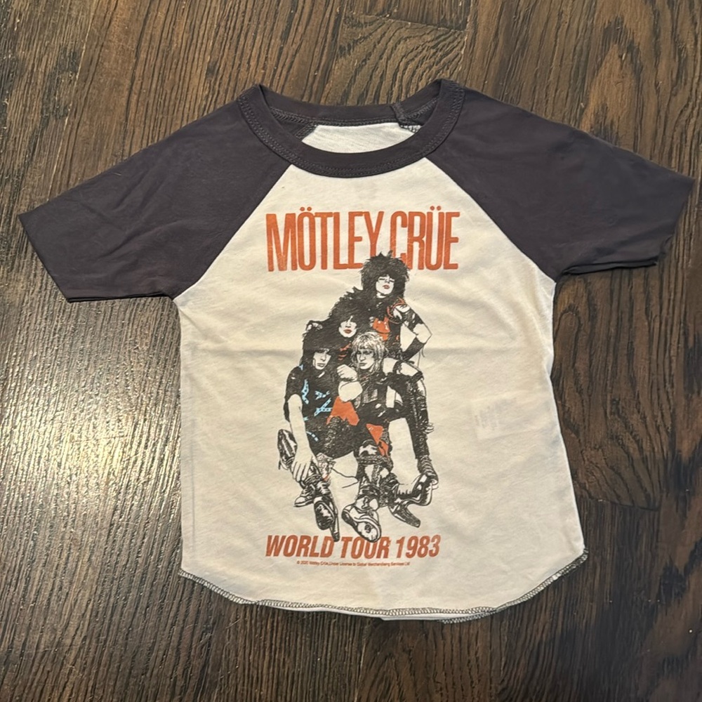 Rowdy Sprouts Motley Crue Short Sleeve Raglan Tee. BRAND NEW NEVER WORN